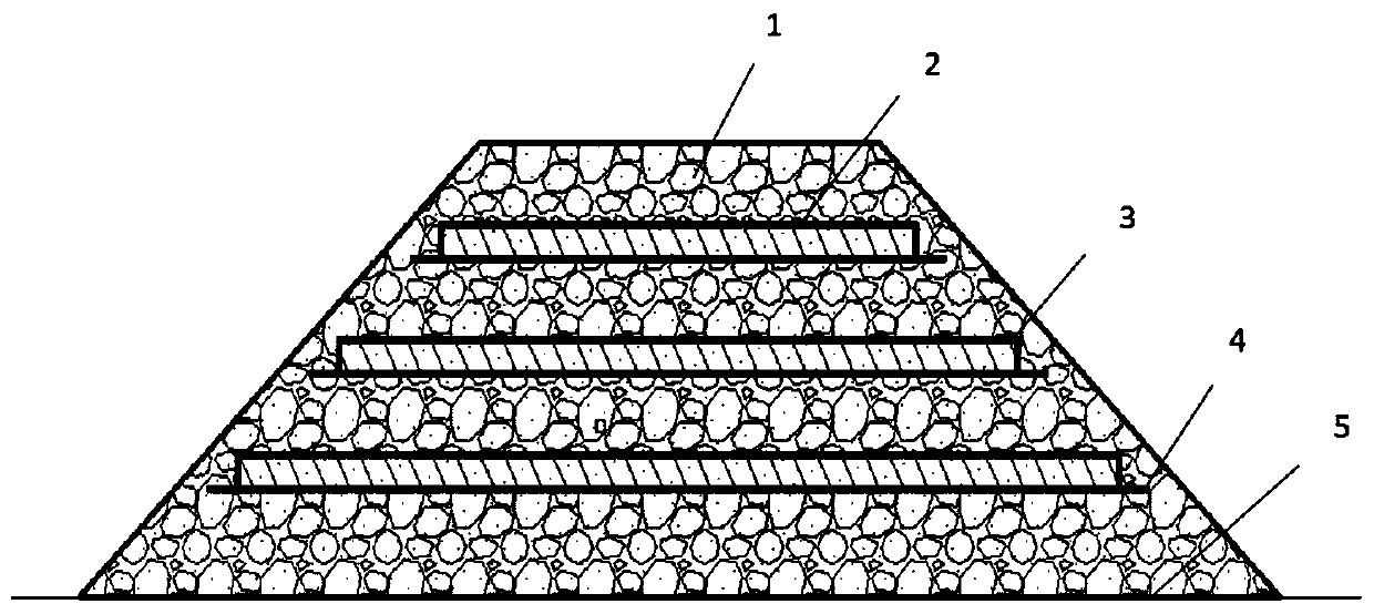 A composite reinforced shock-absorbing subgrade doped with construction waste and its construction technology