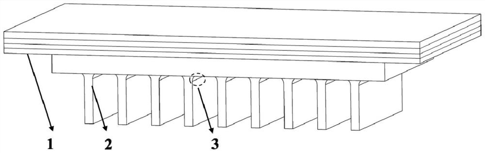 Ultrasonic nondestructive testing device and method for T-shaped composite structure and R-region detection method and device