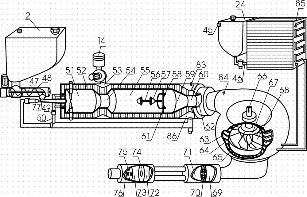 Turbocharged powder internal combustion engine