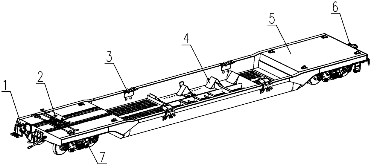 A kind of railway piggyback-container transport flat car