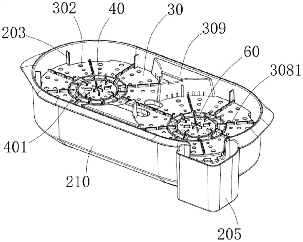 Floor scrubber self-cleaning device, cleaning system and cleaning method