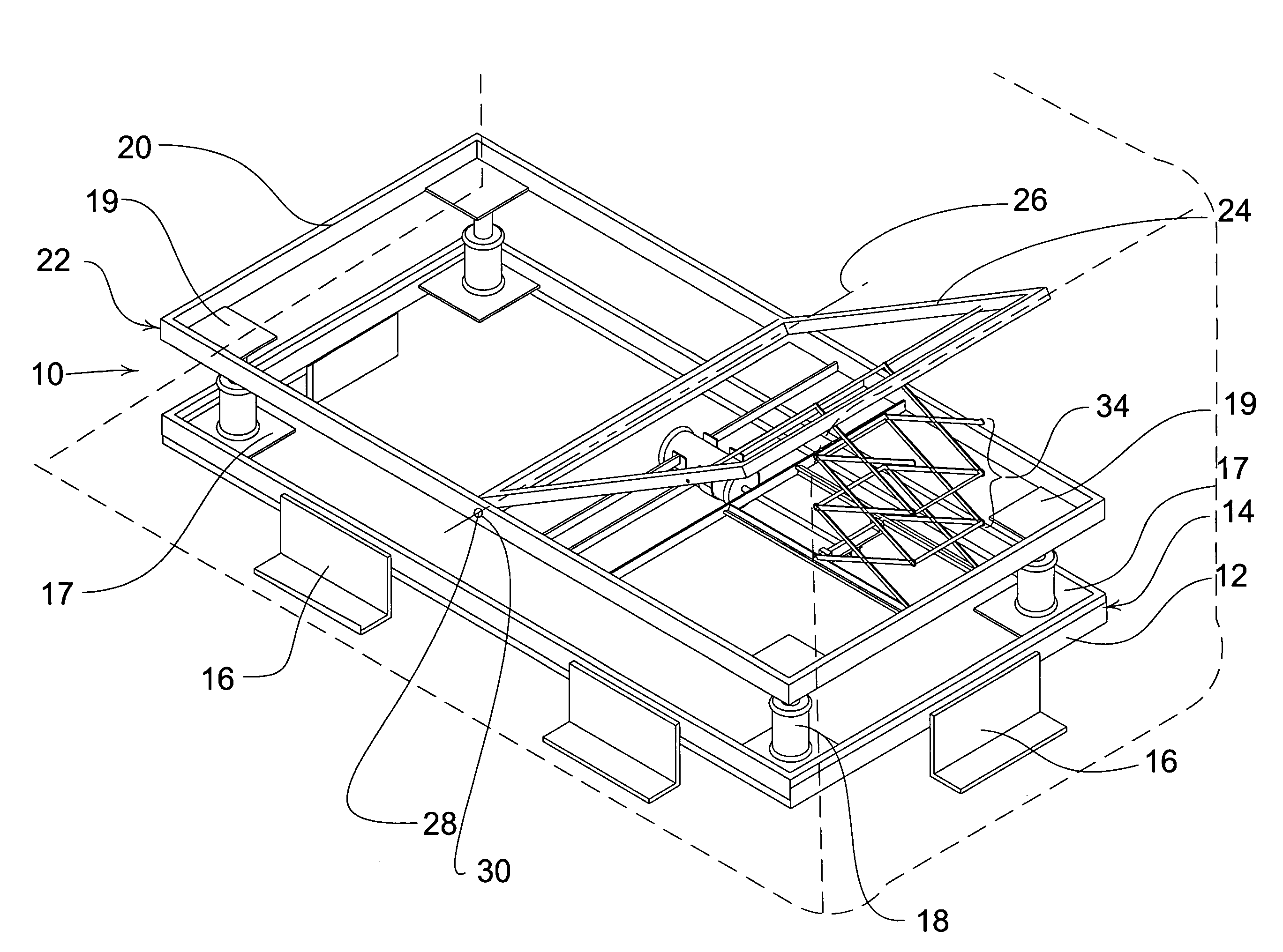 Self-leveling bed support frame