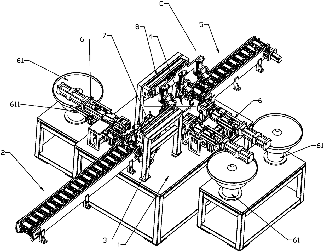 Accurately processed automatic assembly machine for multi-stage components of motor rotor shaft