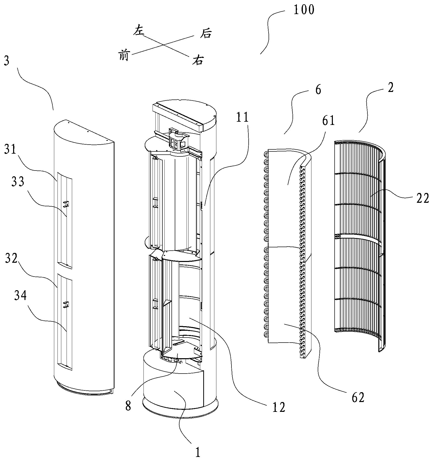 Upward-downward air supply double cross-flow air conditioner indoor unit