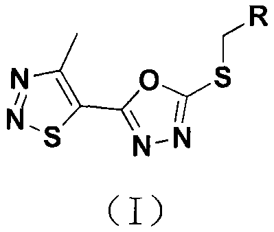 Thiadiazole-containing oxadiazole compound as well as preparation method and application thereof