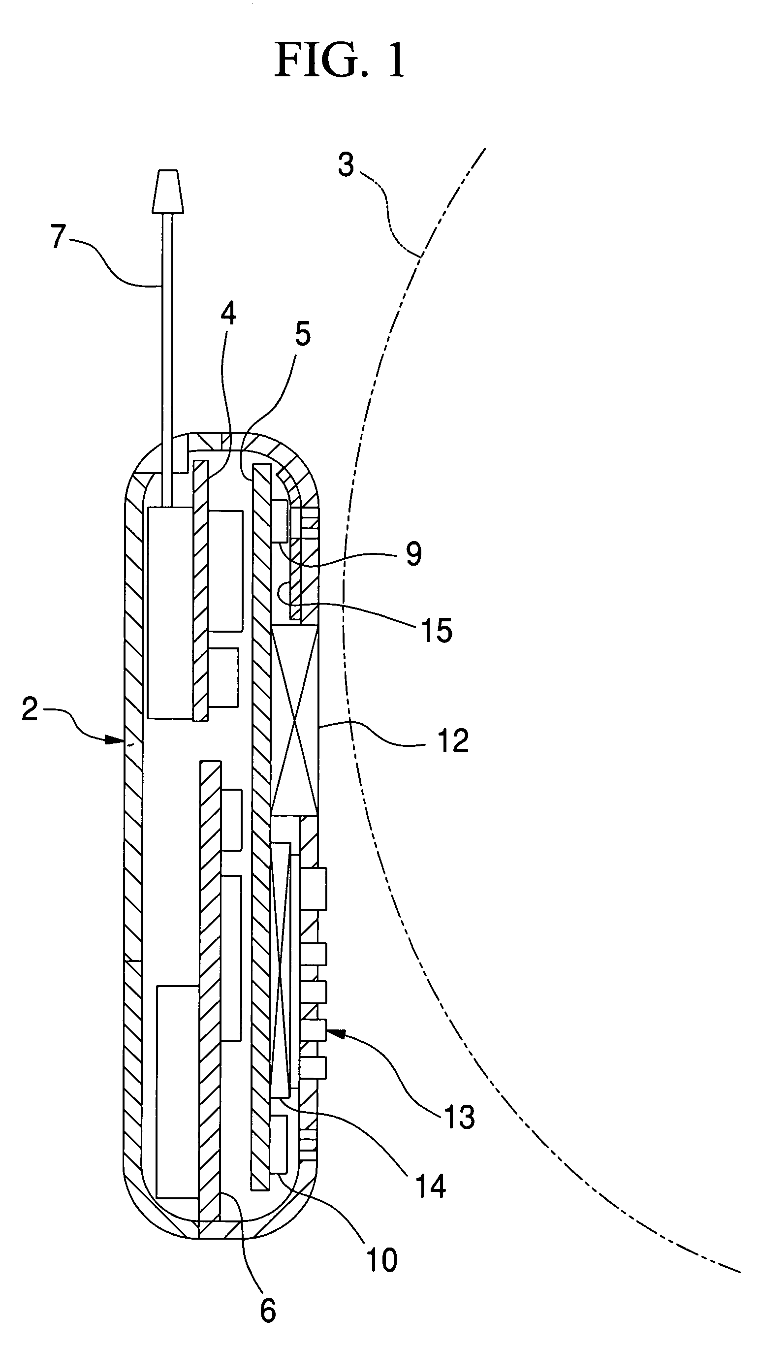 Portable telephone with reduced specific absorption rate and improved efficiency