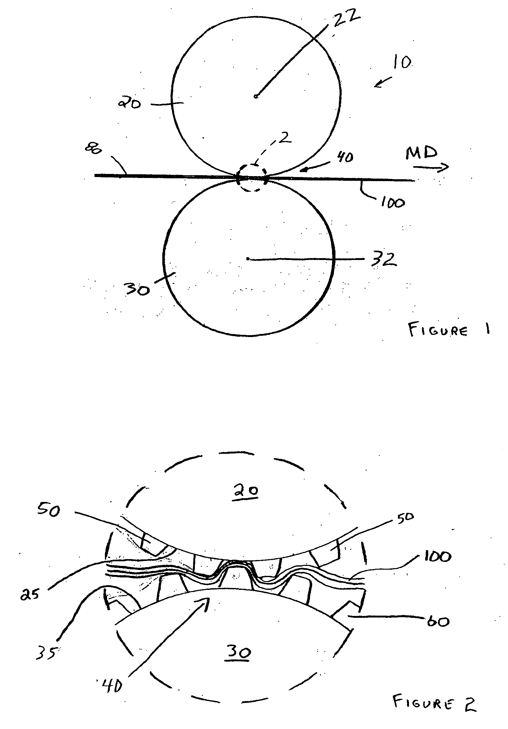 Process for high engagement embossing on substrate having non-uniform stretch characteristics