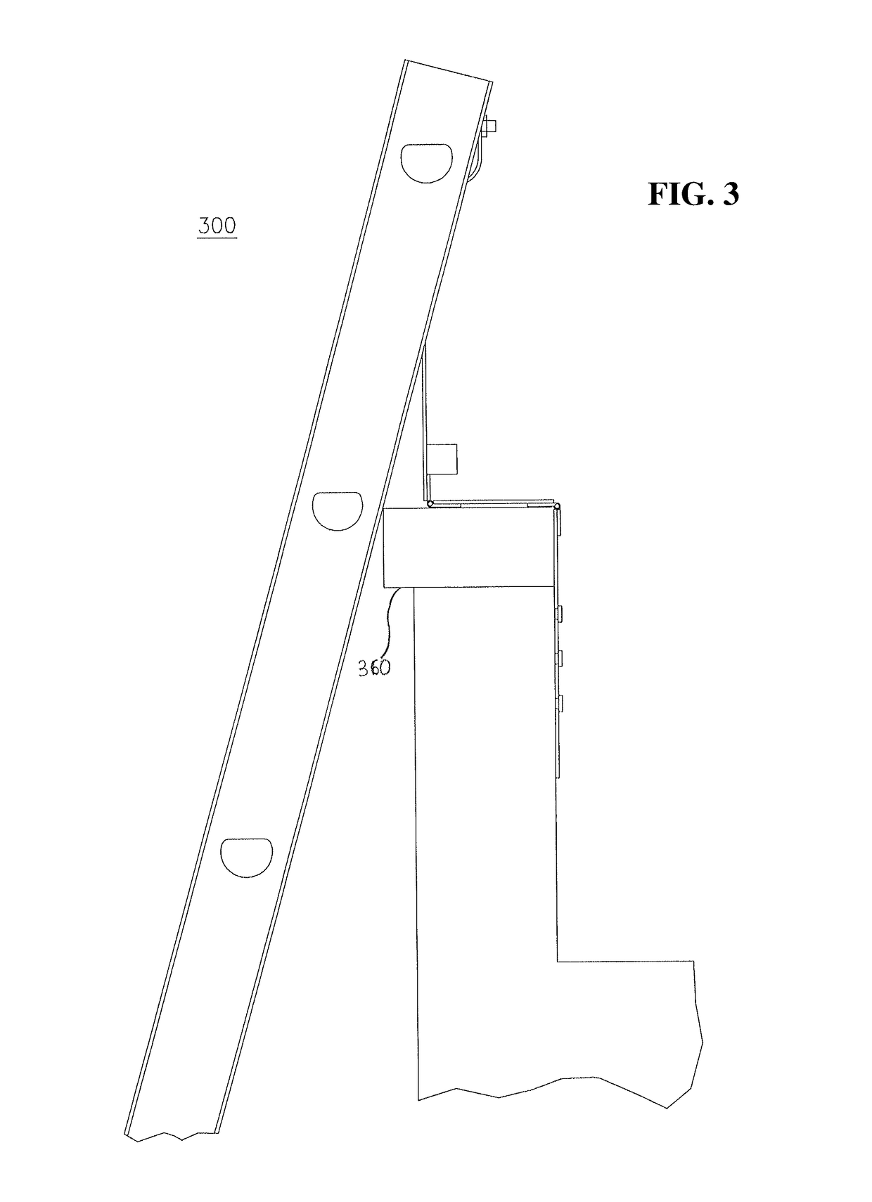 Roof mounted ladder safety bracket