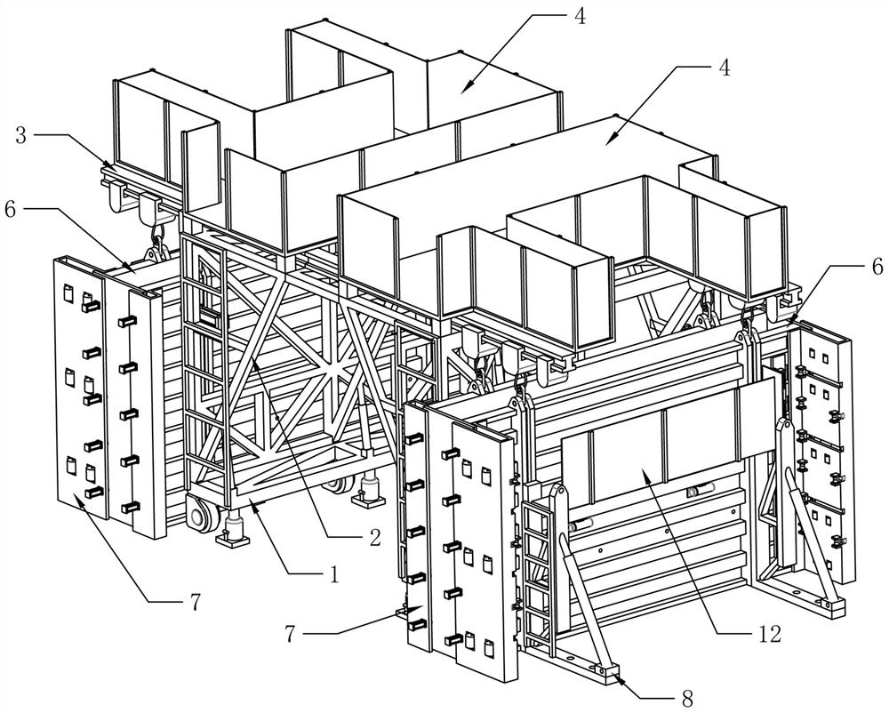 Vertical wall pouring trolley