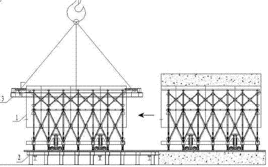 A construction method for the overall transfer of large steel formwork trolleys in the adjacent field