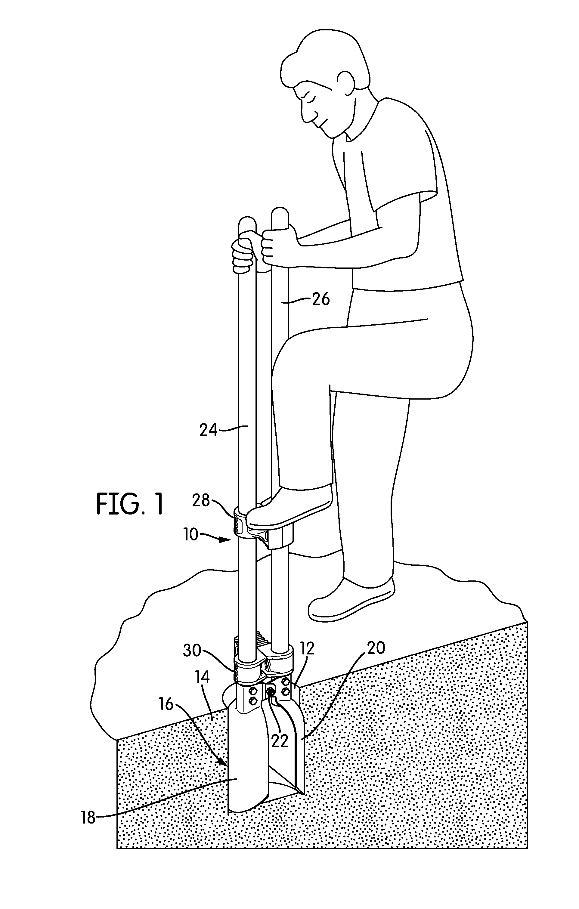 Post-hole digger with foot rests