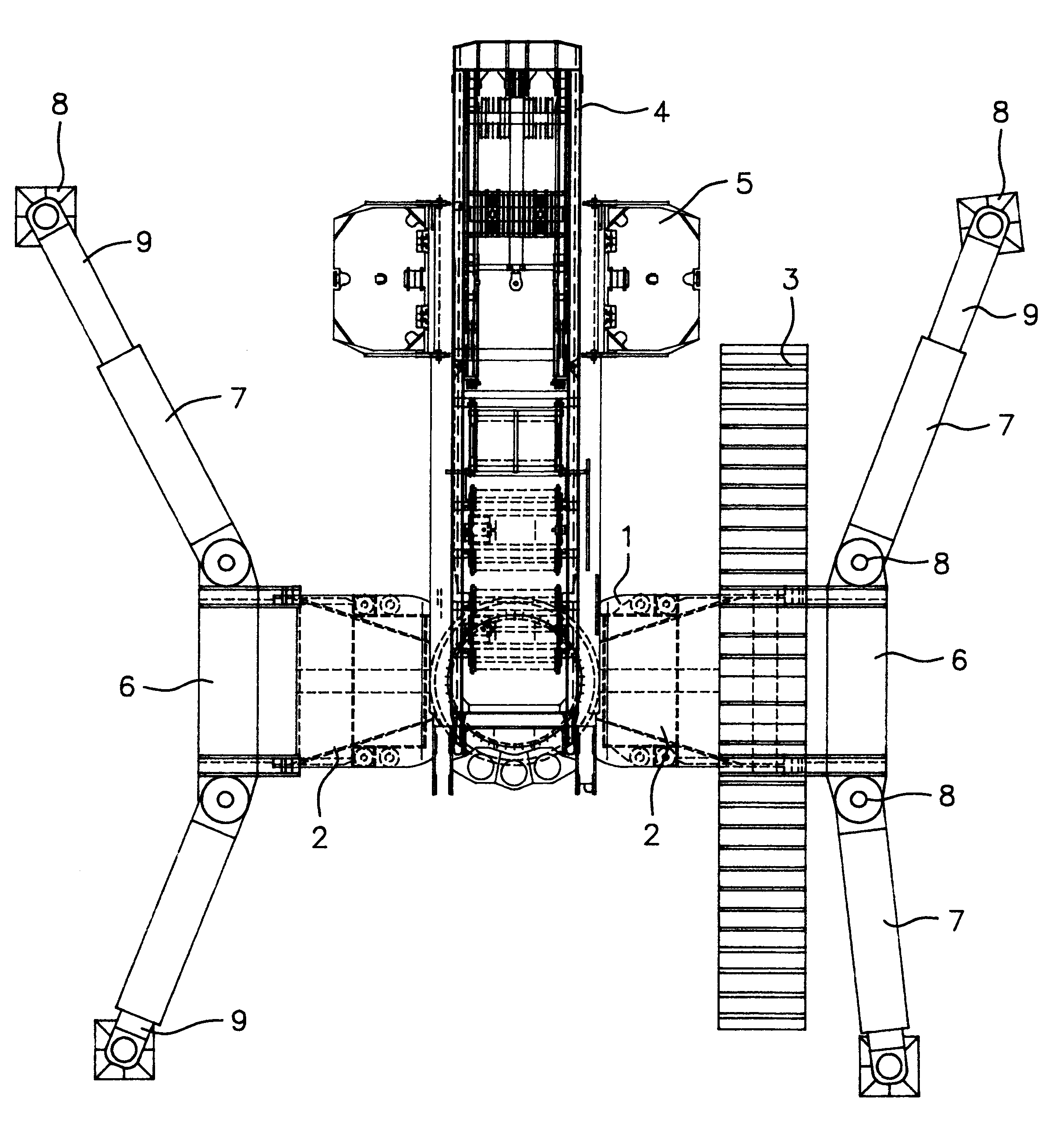 Crawler-mounted crane with detachable lateral stablizers