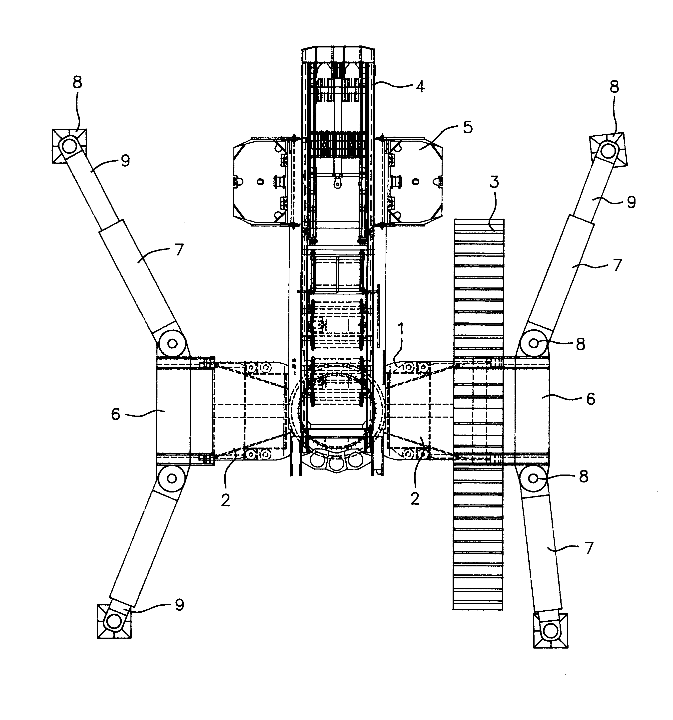 Crawler-mounted crane with detachable lateral stablizers