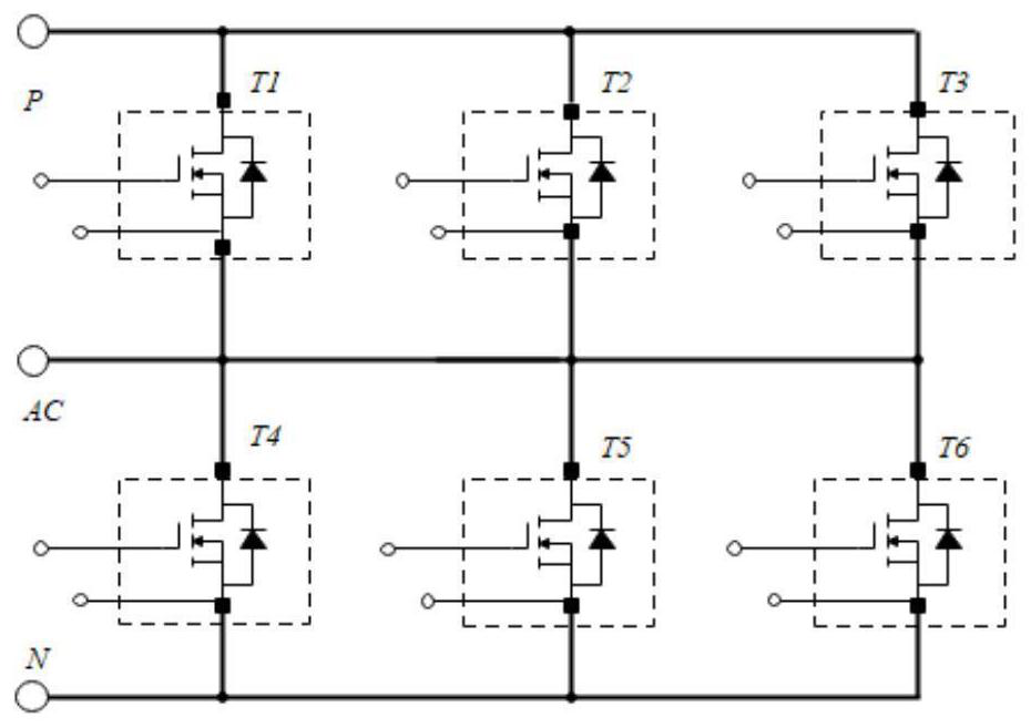 Double-sided water-cooled sic half-bridge module packaging structure with integrated laminated busbar