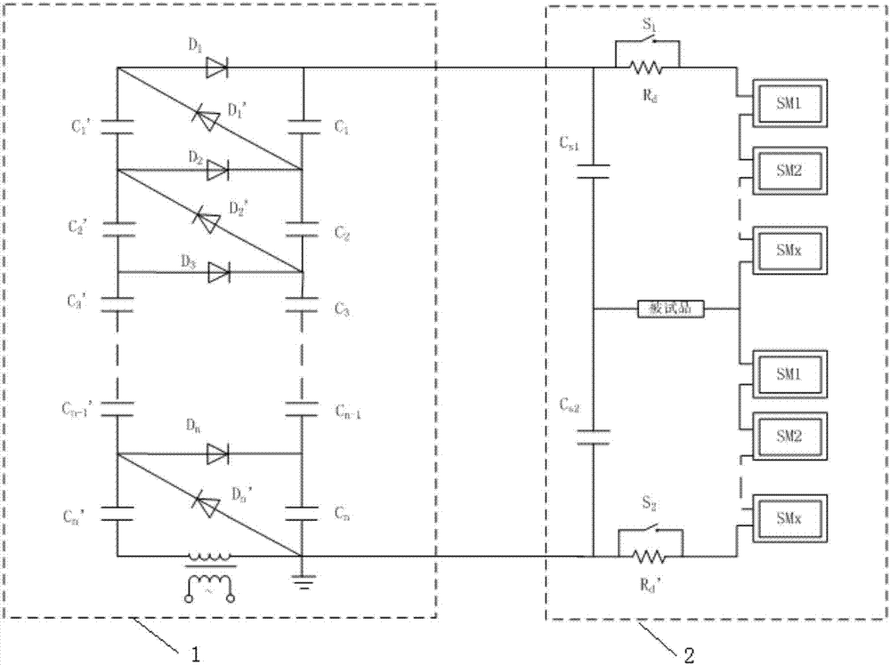 Modular multi-level structure impulse voltage generating device and method thereof