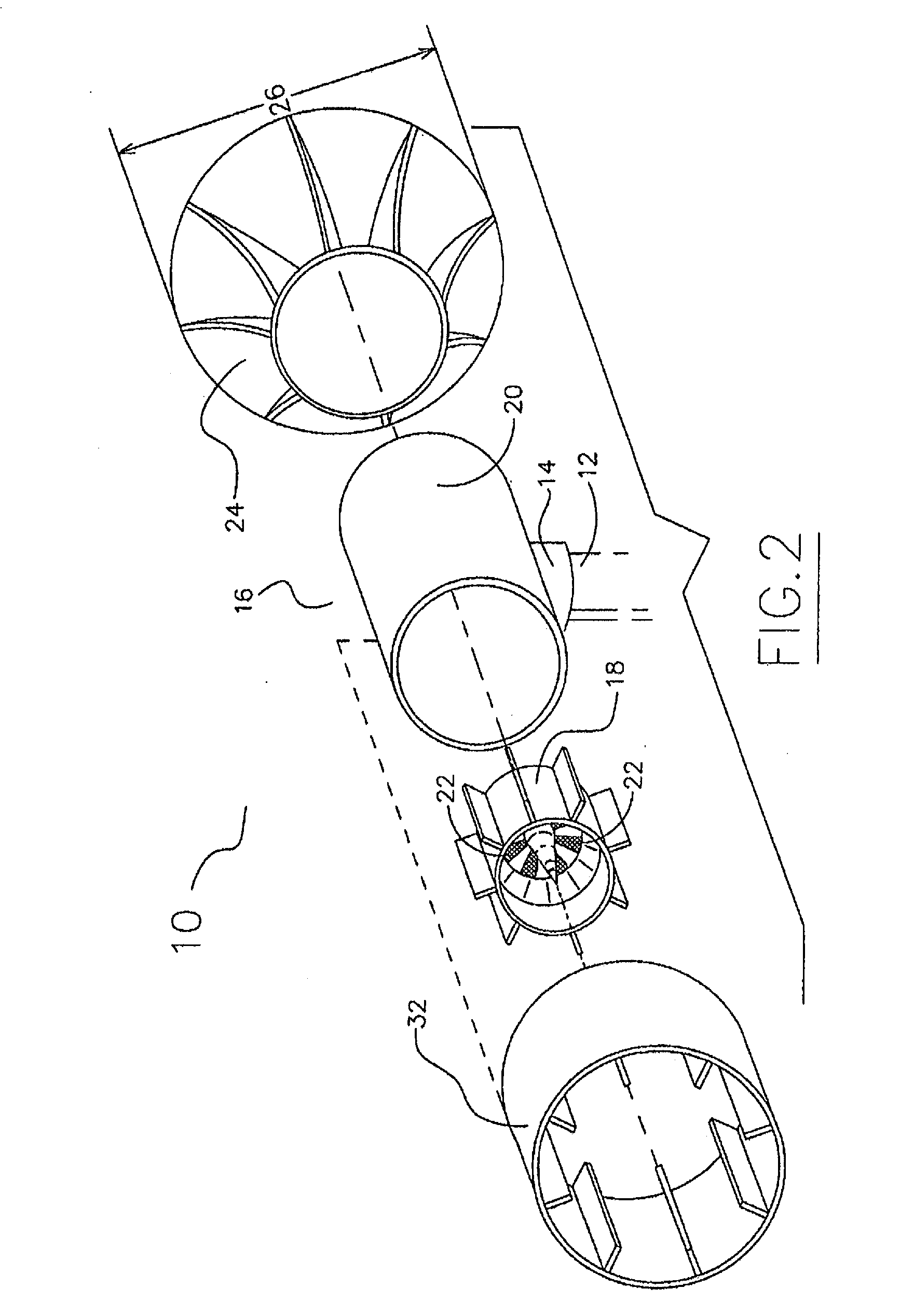 Wind turbine with different size blades for a diffuser augmented wind turbine assembly