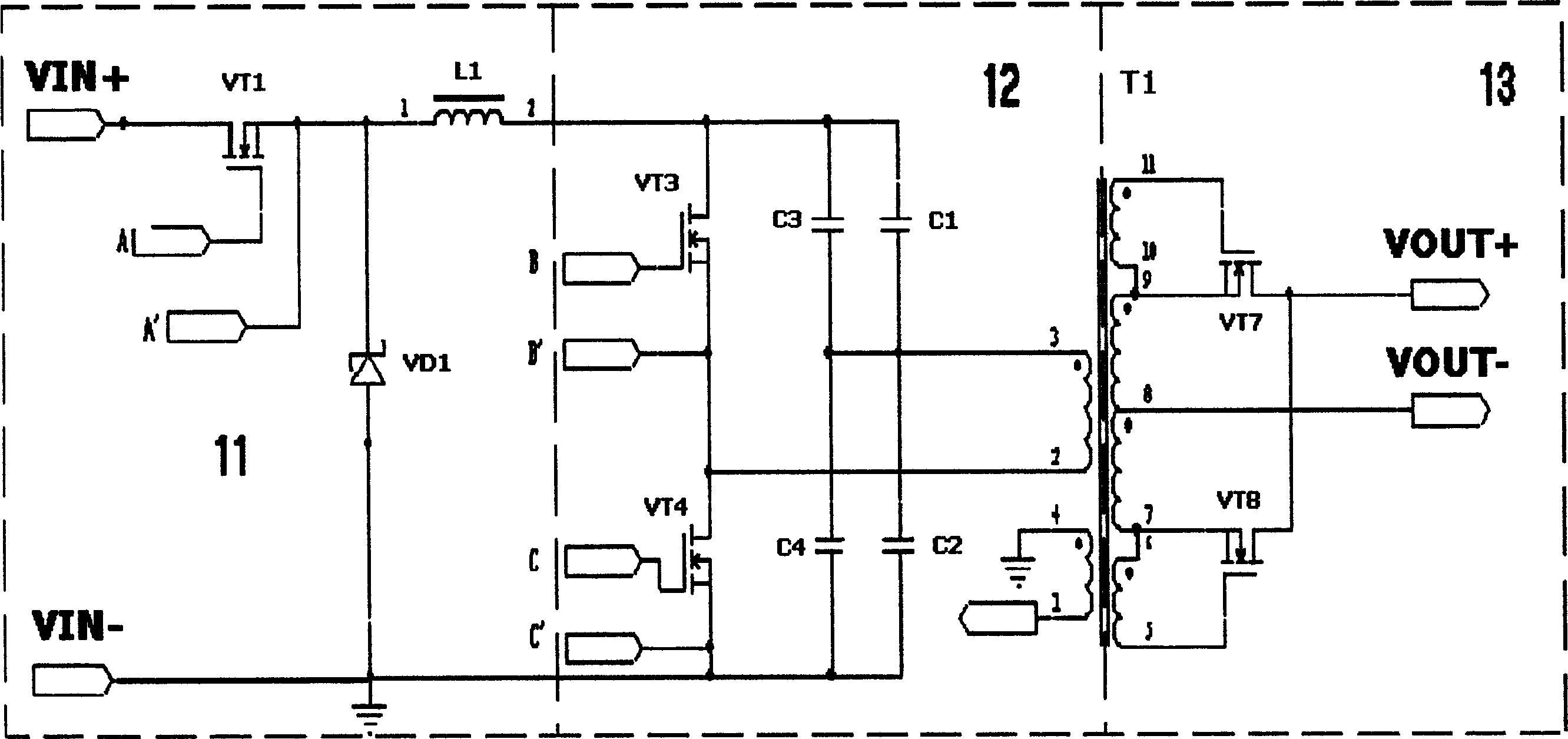 Low voltage largecurrent modle power source