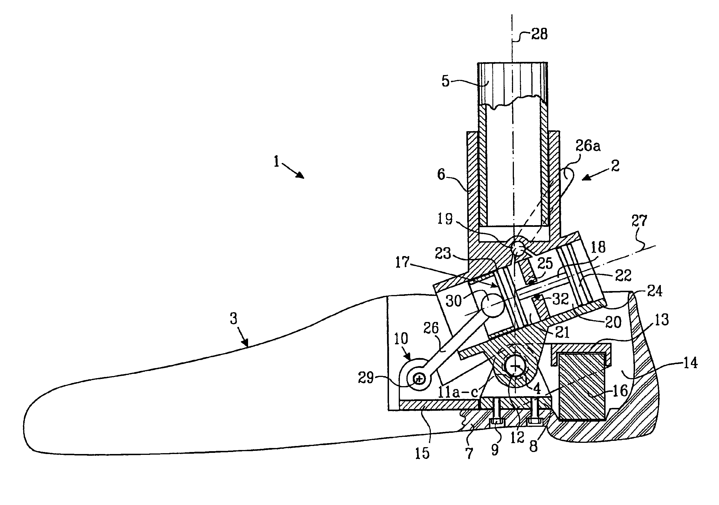 Device in a leg prosthesis