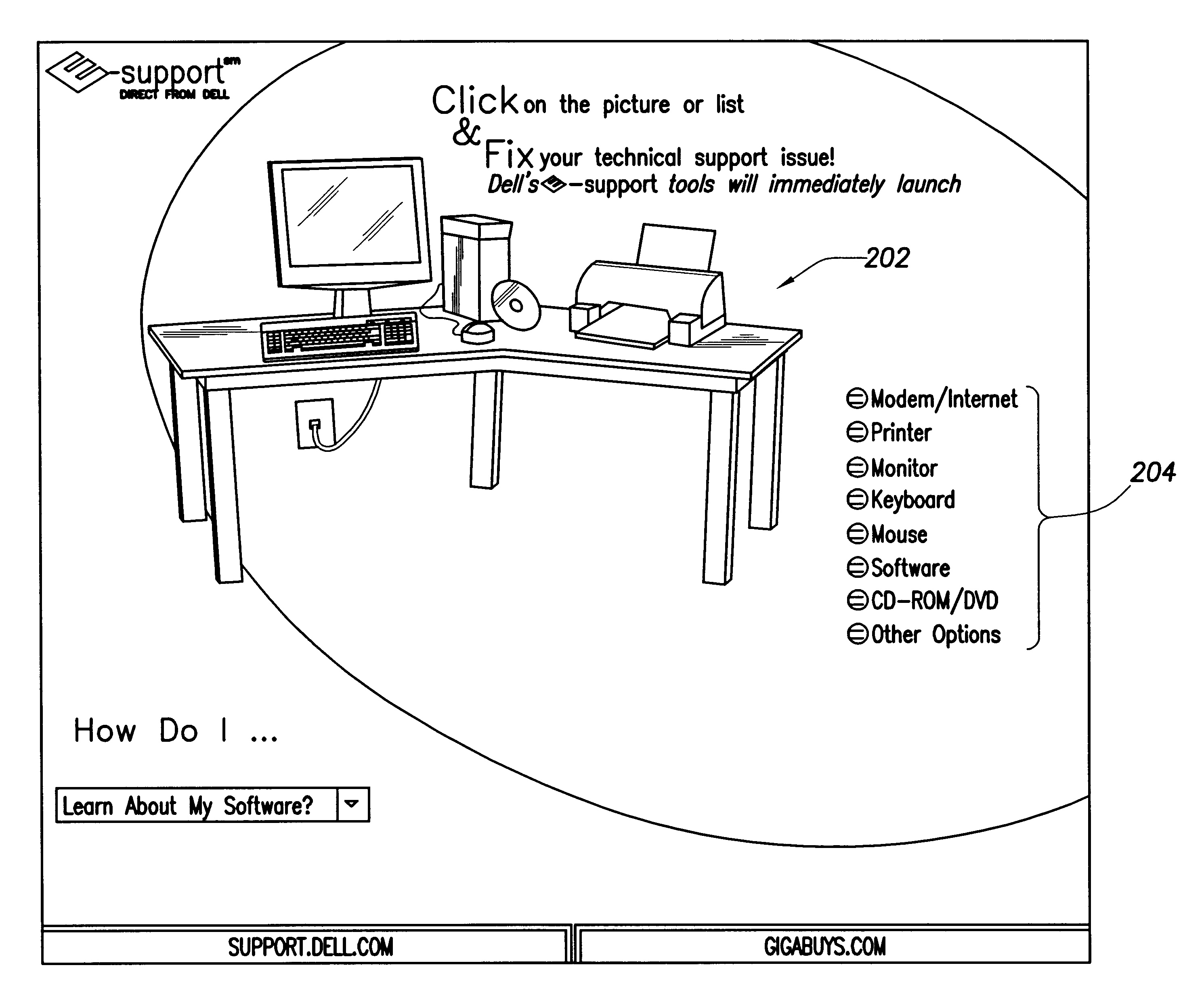 Graphical interface, method, and system for the provision of diagnostic and support services in a computer system