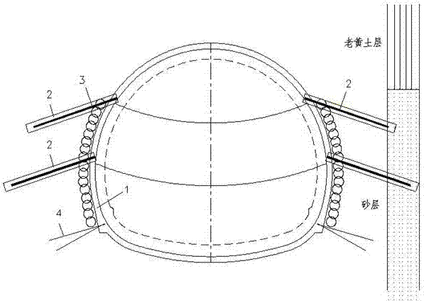 Lock foot pile support structure for controlling tunnel initial support settlement convergence