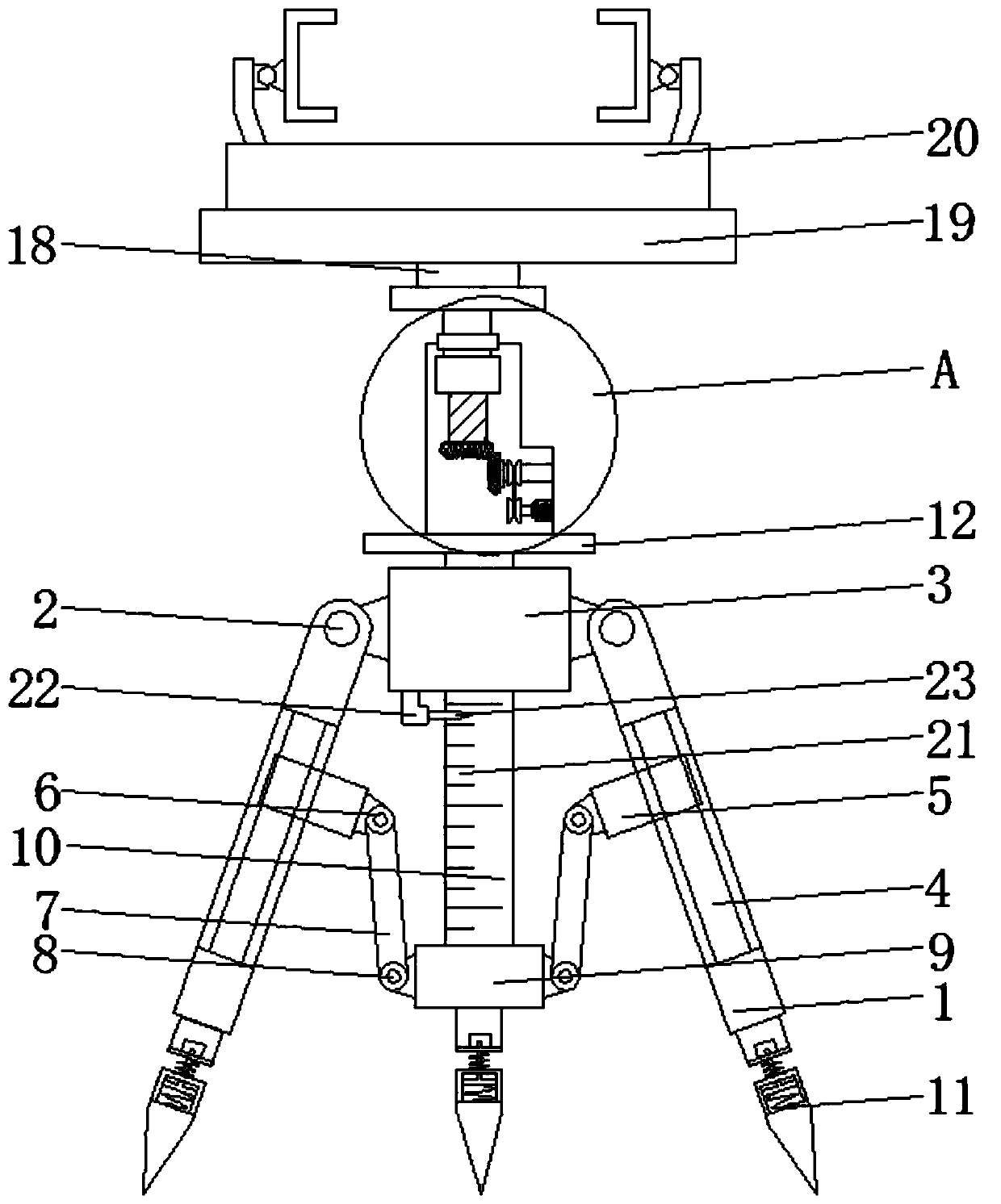 Surveying and mapping instrument fixing device for physics