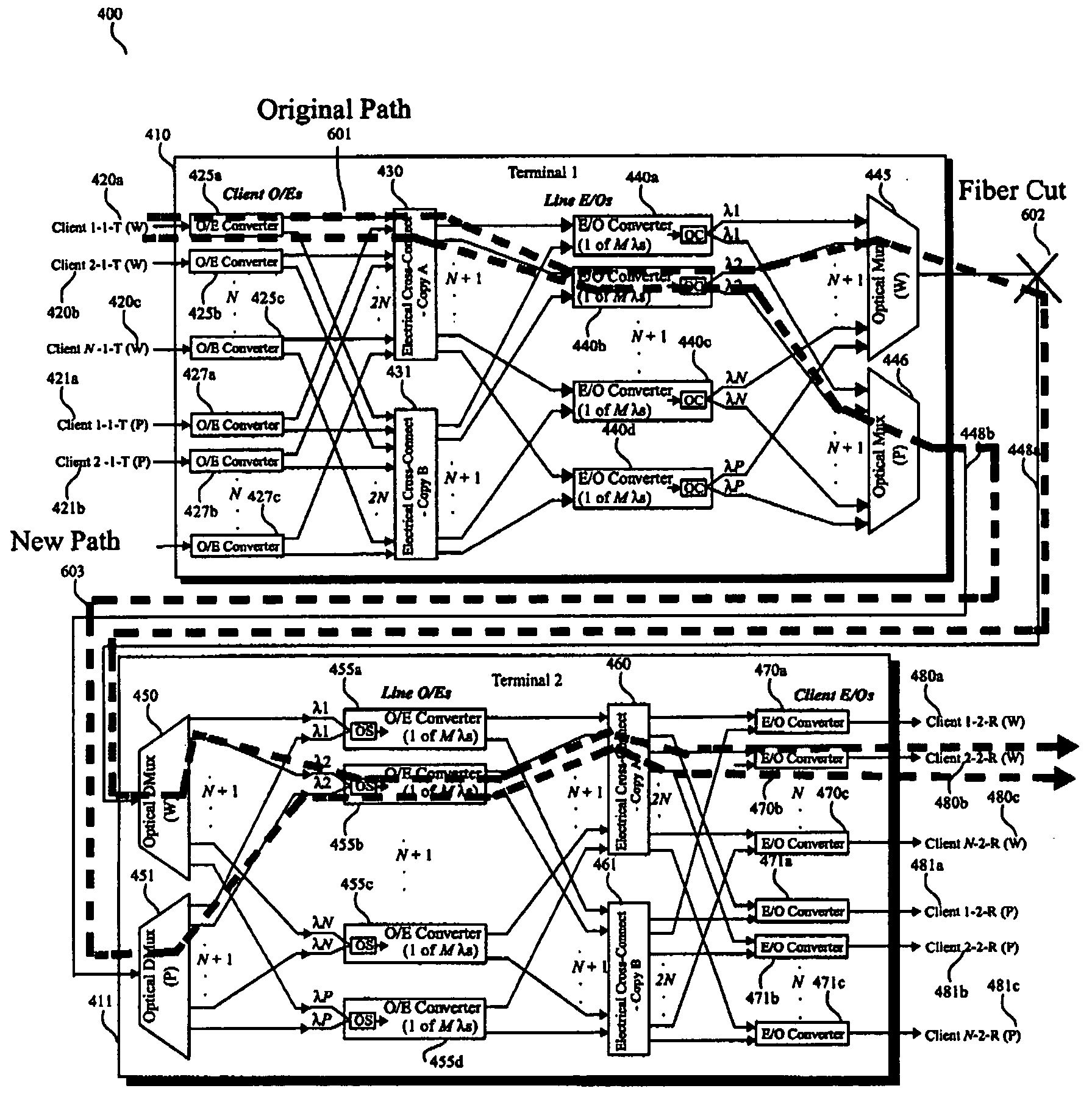 Method and apparatus for protecting optical signals within a wavelength division multiplexed environment