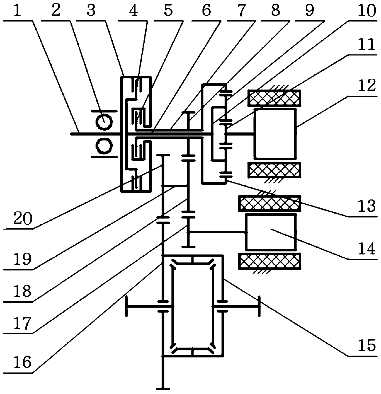 Single planetary line power dividing hybrid power system