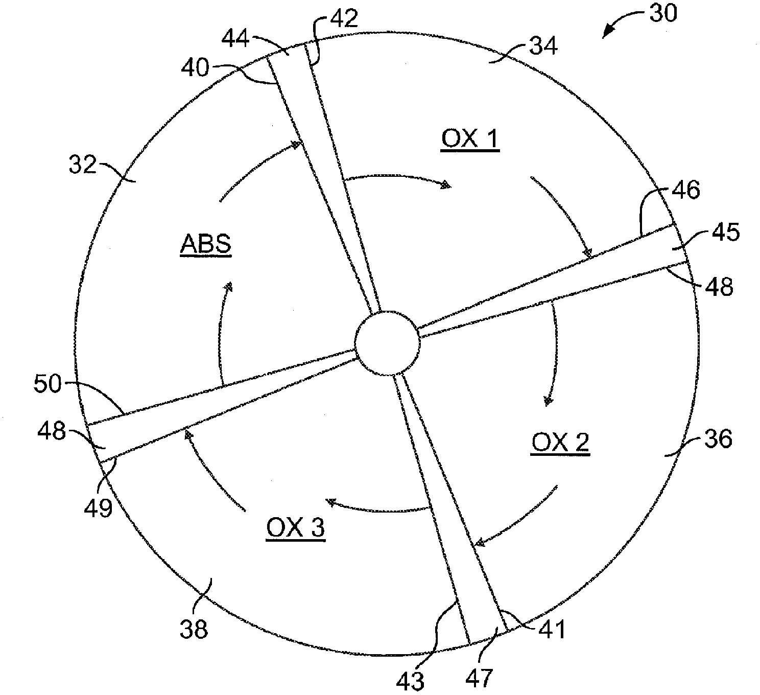 Flow control method and apparatus for a continuous multiple zone mass transfer