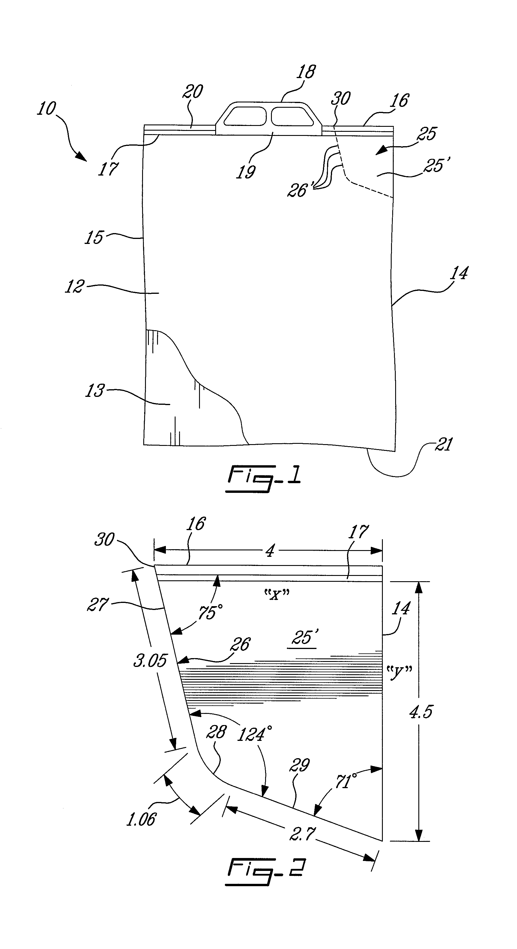 Heavy-duty plastic bag with easy tear corner spout portion