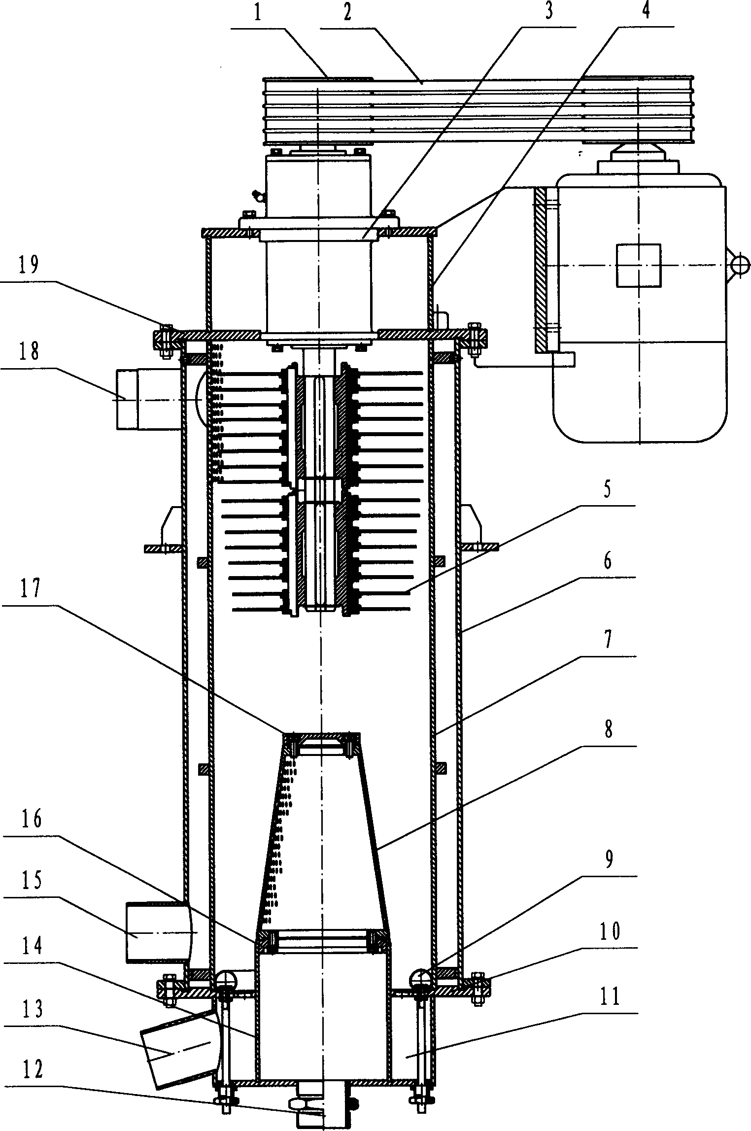 Settling centrifuger with internal rotor