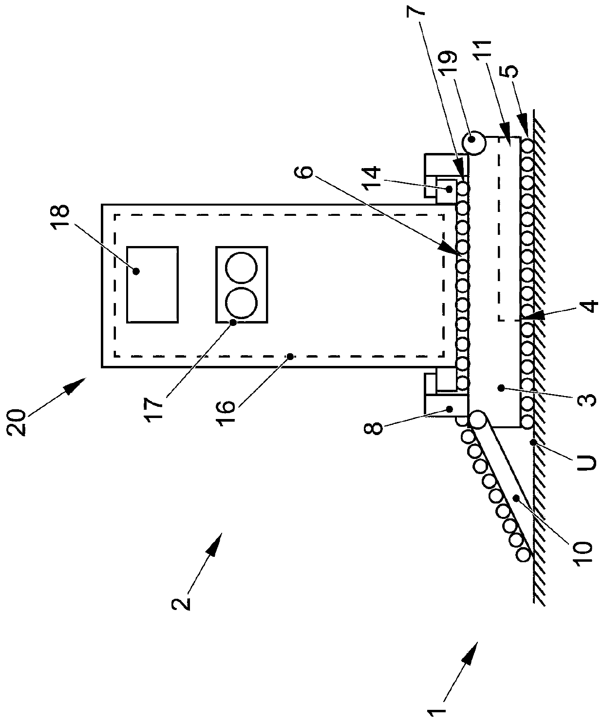 Transport device for a mobile charging column and mobile charging column system