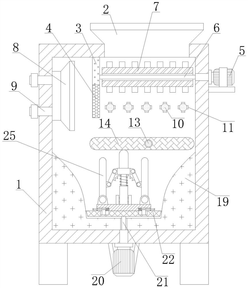 A crushing and iron removal device for the recycling of coated sand shells