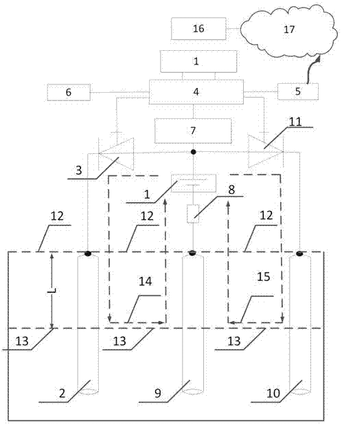 Three-electrode borehole water level intelligent monitor and monitoring method thereof