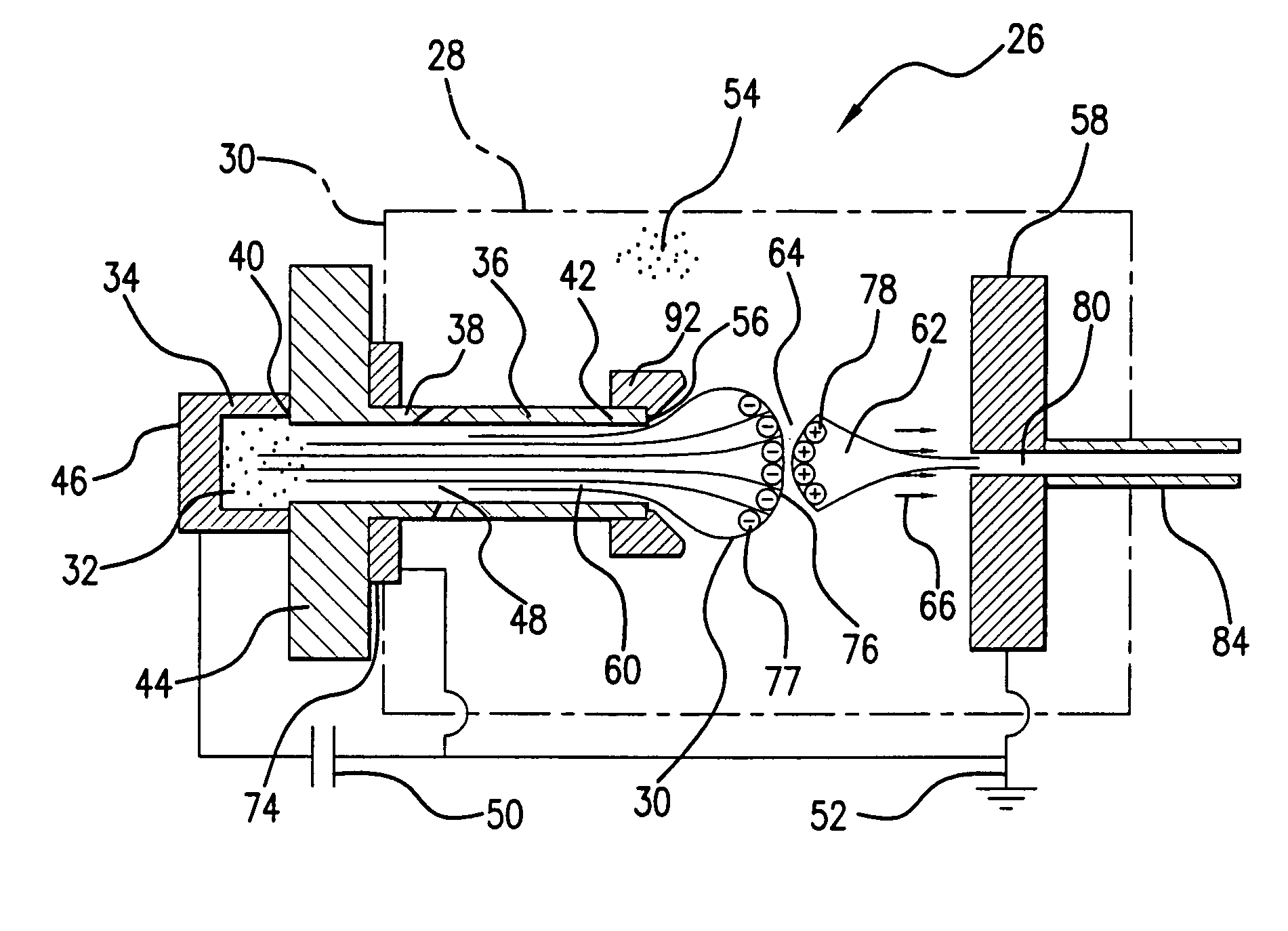 Apparatus and method utilizing high power density electron beam for generating pulsed stream of ablation plasma