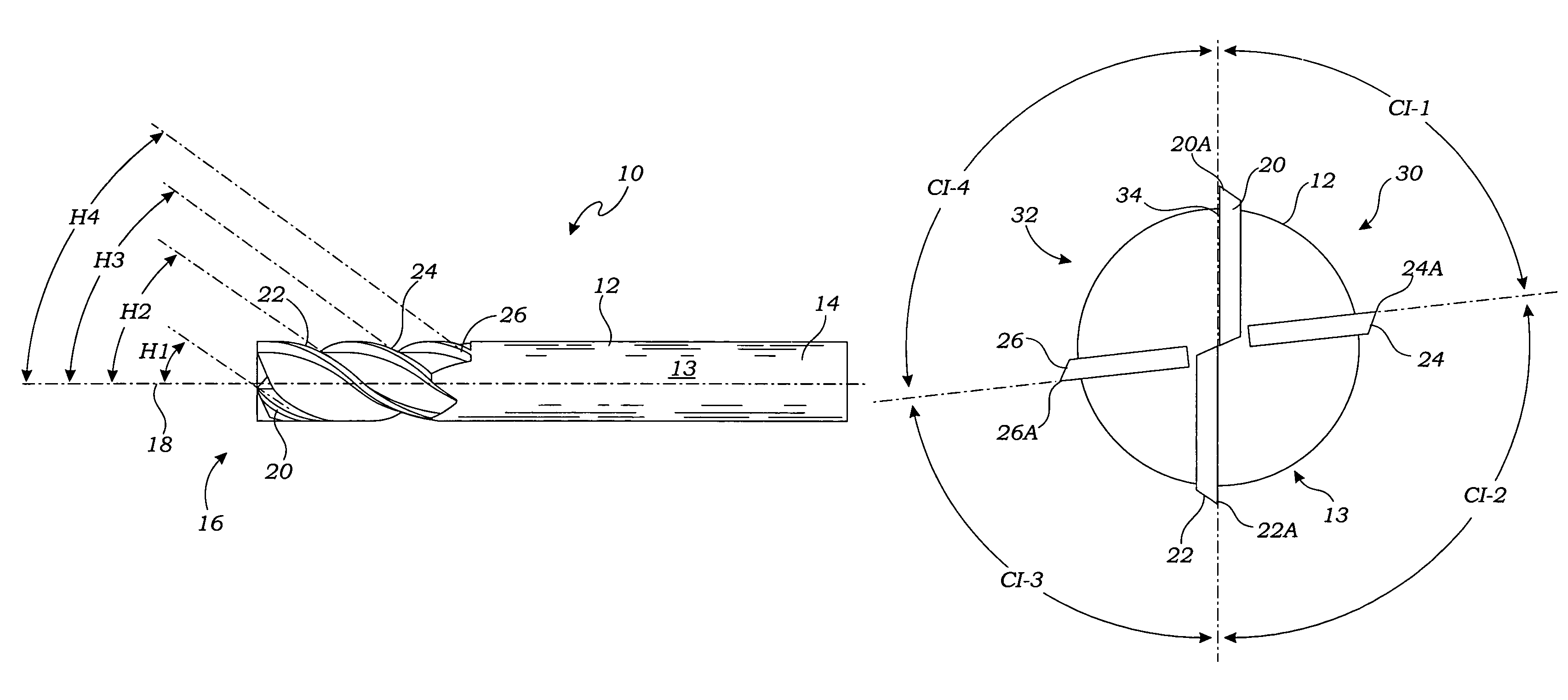 Variable helix rotary cutting tool