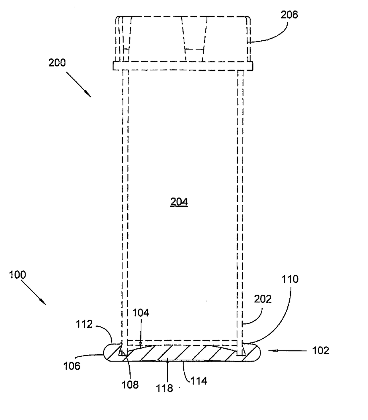 Bottle support shoe with suction base