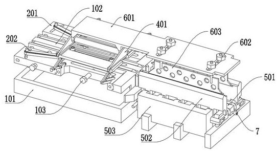 Rapid stamping production device for metal trough plate