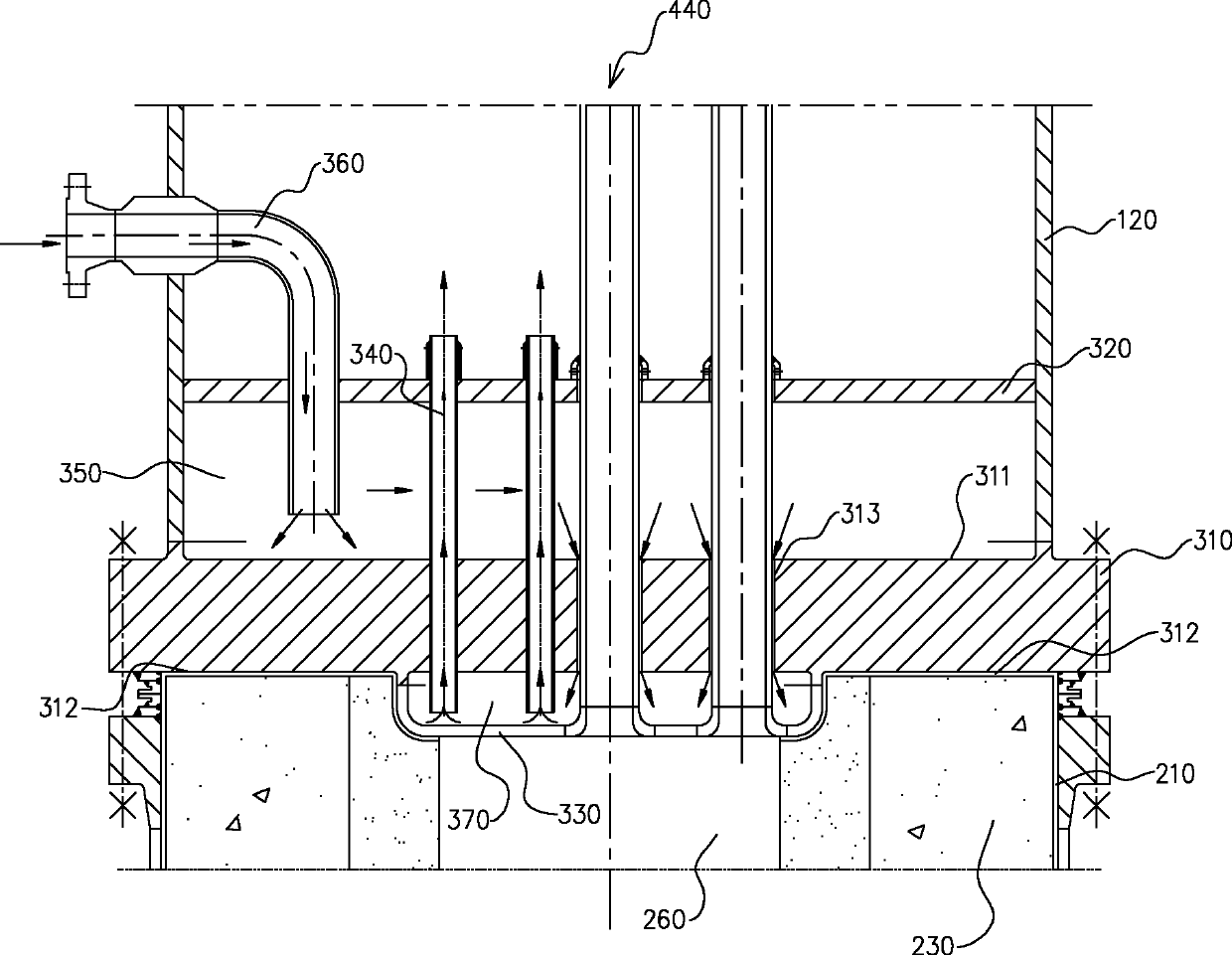 High-temperature vertical waste heat boiler with coil pipes