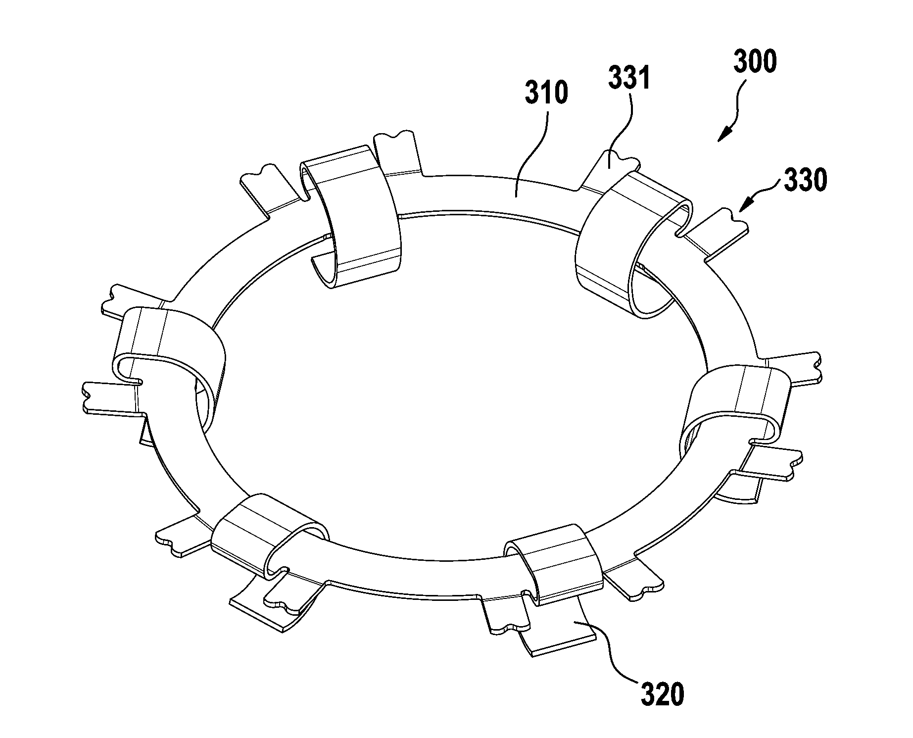 Conical spring washer for mounting a stator in the housing of an electrical machine