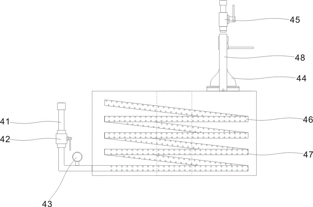 Filling and guniting support frame for dry powder accelerating agent