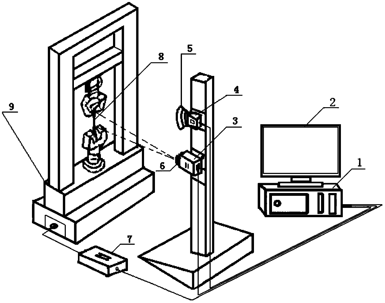 Intelligent breaking elongation test method of metal material based on random point tracking