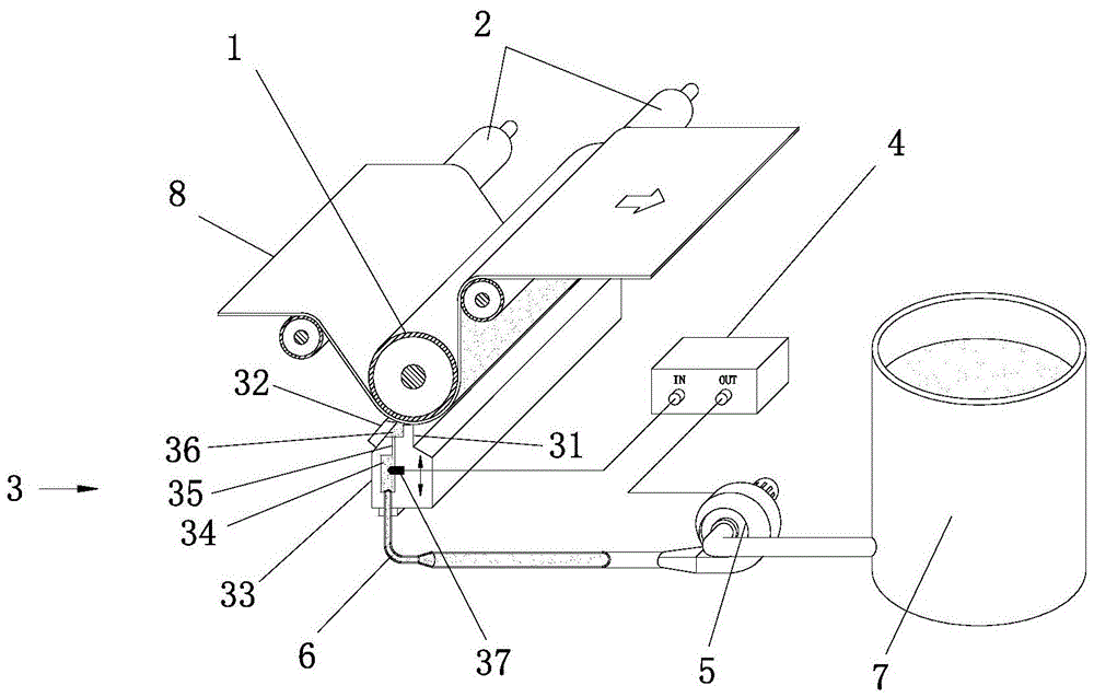 A quantitative control device for gluing amount