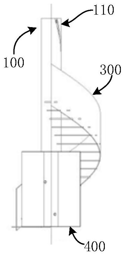 An elevator based on the spatial configuration of the spiral staircase