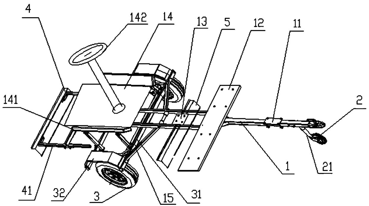 Integrated machine for pouring park cement roadbeds