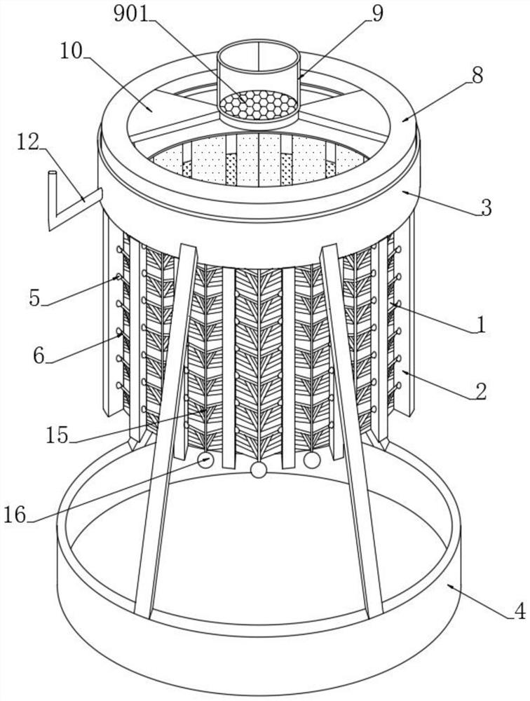 Oil stain decomposition and adsorption device for oil-containing waste gas treatment