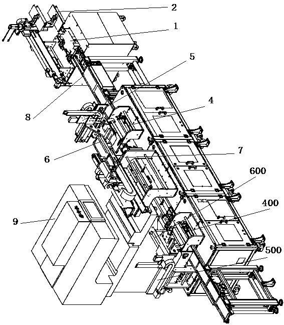 Automatic conveying line for keycap transfer printing equipment