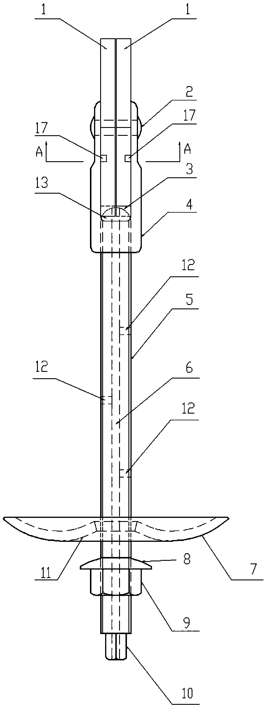 Shear type expansion anchor rod and application thereof