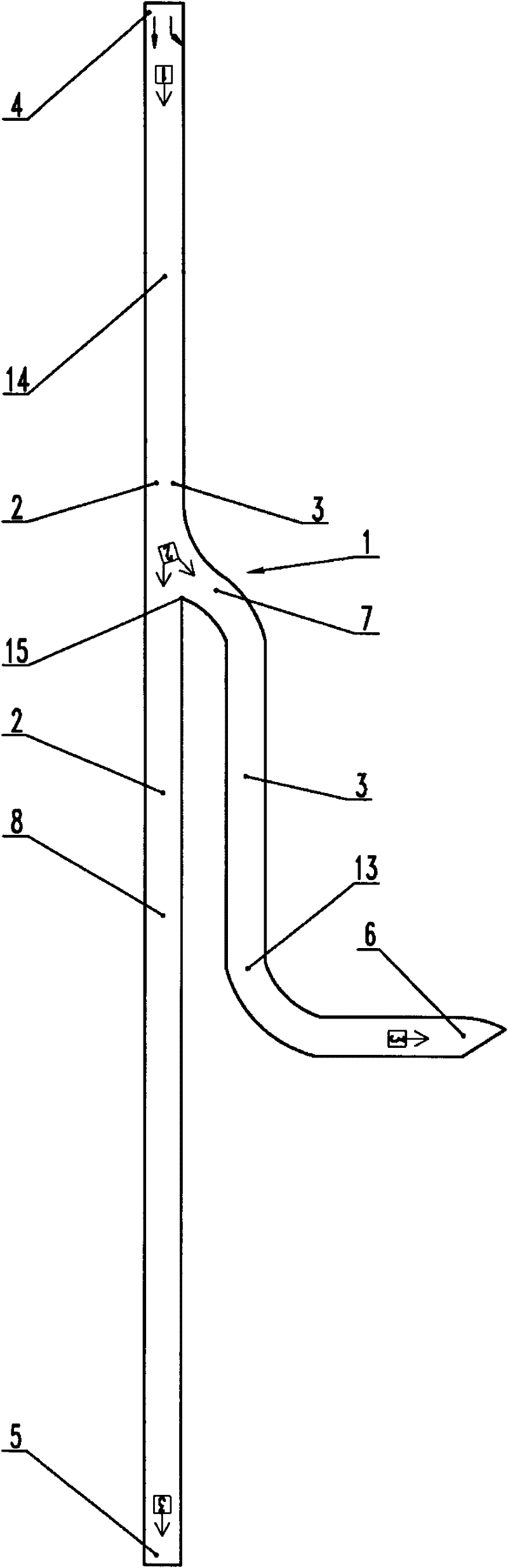 Combined traffic facility of right running 'halberd'-shaped bifurcate bridge and bifurcate tunnel