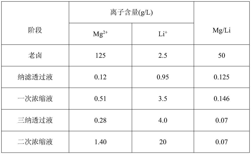 A method for separating and enriching lithium from magnesium and lithium