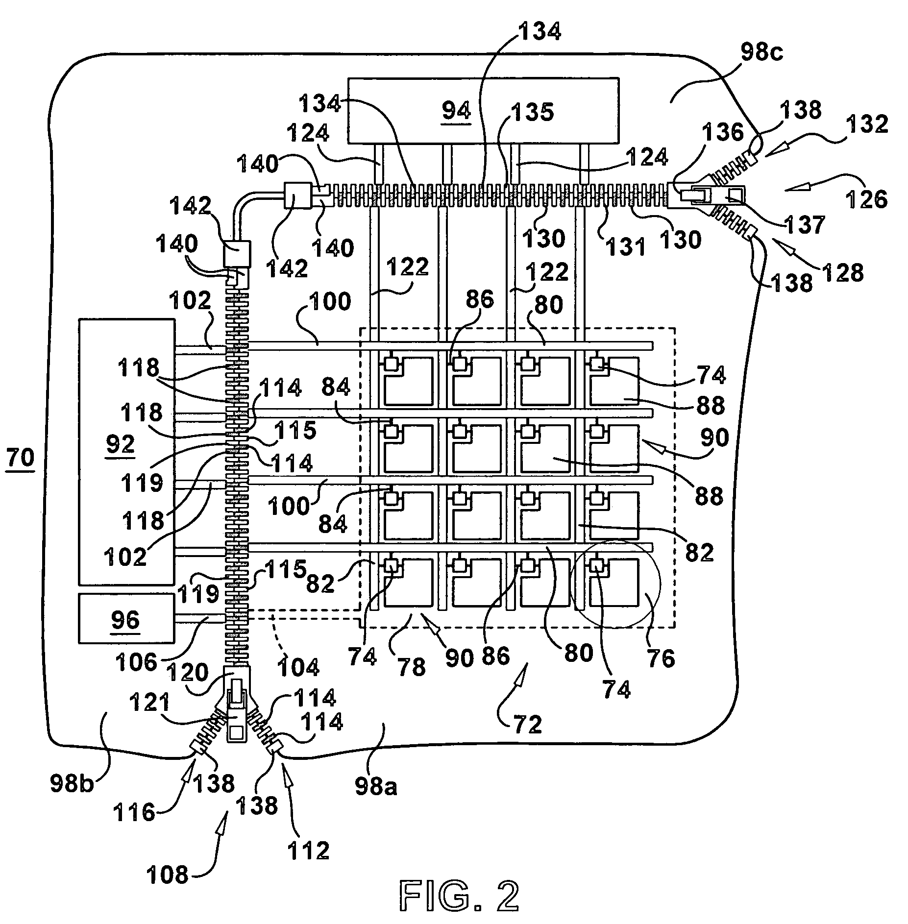 Display device with electrical zipper interconnect